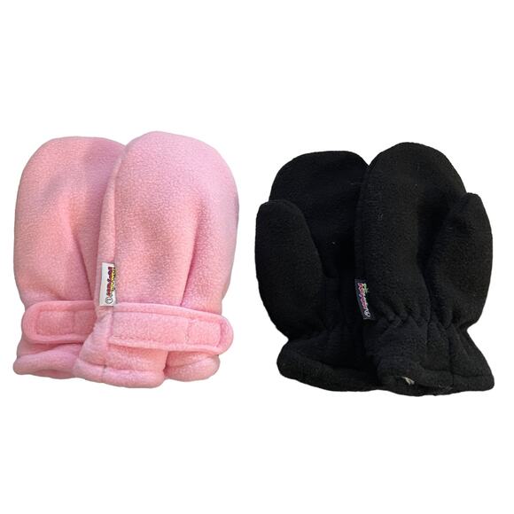 Pink Black Toddler Winter Cold Weather Soft Line Mittens Large - Picture 1 of 5
